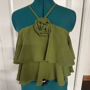 Olive Green Layered Women's Top